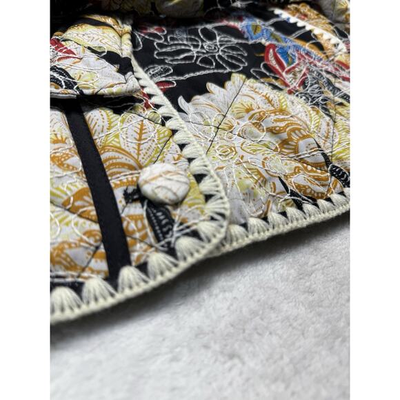 7 For All Mankind Women’s Quilted Embroidered Jacket Size M Multicolor Boho Y2K - Picture 5 of 7